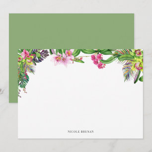 Aquarell-Orchideen l Whimsical Personalisiert Mitteilungskarte
