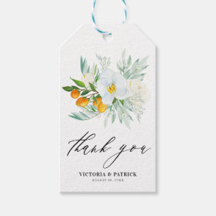 Aquarell-Orchideen und Kumquat-Hochzeit Danke Geschenkanhänger
