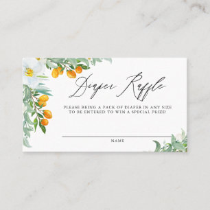 Aquarell-Orchideen und Kumquat-Windel-Raffelkarte Platzkarte