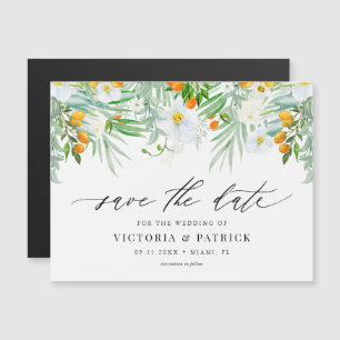 Aquarell-Orchideen und Kumquats Save-the-Date Magneteinladung