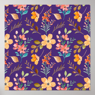 Aquarell-Ornamentale Blume Poster