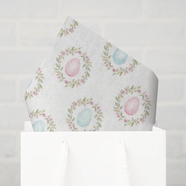 Aquarell-Oster-Ei-Blumenkranz  Seidenpapier (Geschenktüte)