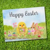 Aquarell-Oster-Ei-Küken-Osterhase