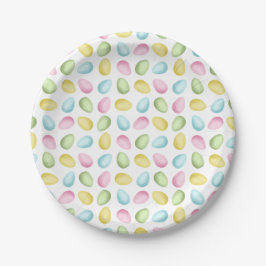 Aquarell-Oster-Eier Pastell Bunter Muster Pappteller