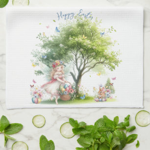 Aquarell-Oster-Frühlingsfee Geschirrtuch
