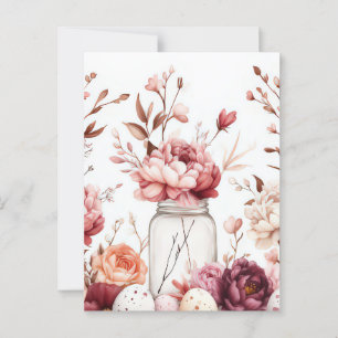 Aquarell Oster Postkarte mit Ostereiern und Blumen