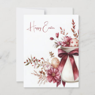 Aquarell Oster Postkarte mit Ostereiern und Blumen