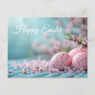 Aquarell Oster Postkarte mit Ostereiern und Blüten