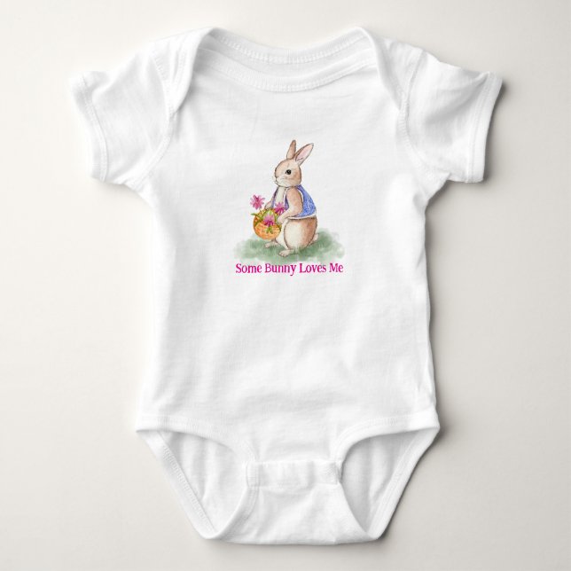 Aquarell-Osterhase Baby Strampler (Vorderseite)