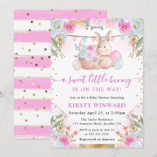 Aquarell-Osterhase und Blumen Baby Shower Einladung