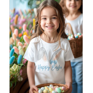 Aquarell-Osterhasenohren mit blauem Schleifchen Fr Kleinkind T-shirt