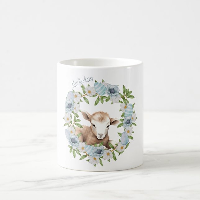 Aquarell-Osterlamm Personalisiert Kaffeetasse (Mittel)