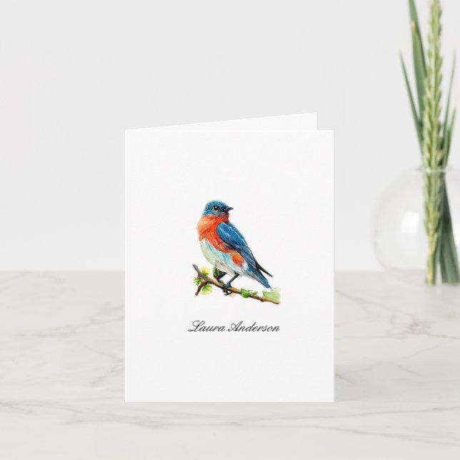 Aquarell-Ostern Blaue Vogel gefaltete Karte   (Vorderseite)