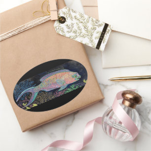 Aquarell Ovaler Aufkleber