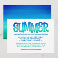 Aquarell Ozean Blau & Grüne Wellen Sommerparty