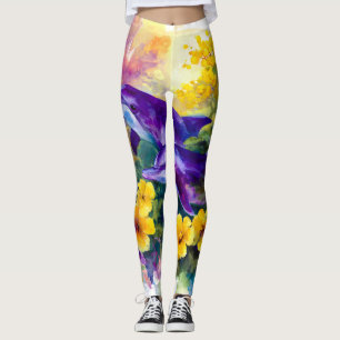 Aquarell-Ozean-Delfine Tropische Blumen Leggings