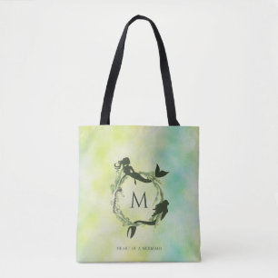 Aquarell-Ozean-Kranz-Meerjungfrau-Monogramm
