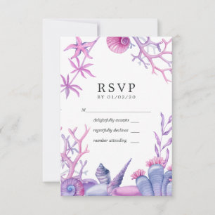 Aquarell-Ozean-Lebenshochzeit RSVP Karte
