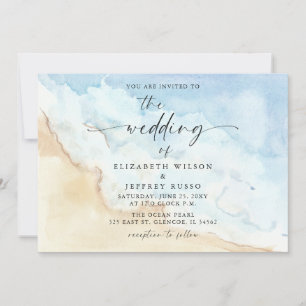 Aquarell-Ozean-Meer-Sommer-Strand-Hochzeit Einladung