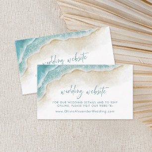 Aquarell-Ozean-Sommer-Strand-Hochzeitswebsite Begleitkarte