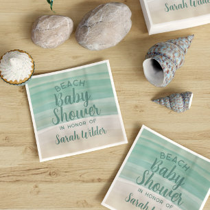 Aquarell-Ozean-Strand-Babyparty-Papierservietten Serviette