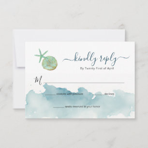 Aquarell-Ozean-Strand-Hochzeit RSVP Karte