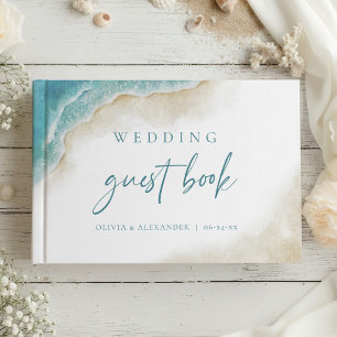 Aquarell-Ozean-Strand-Ziel-Hochzeit Gästebuch
