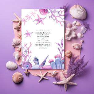Aquarell-Ozeanleben-nautische Hochzeit Einladung