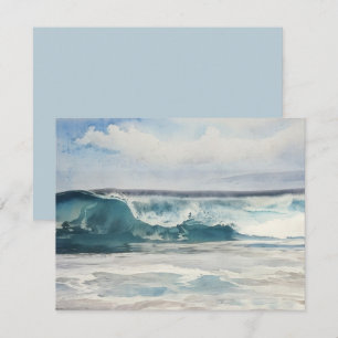 Aquarell-Ozeanwellen-Kunst-Notizkartenset Mitteilungskarte