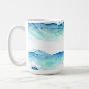 Aquarell-Ozeanwellen-Rahmen Kaffeetasse