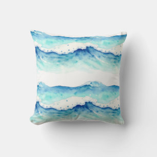 Aquarell-Ozeanwellen-Rahmen Kissen