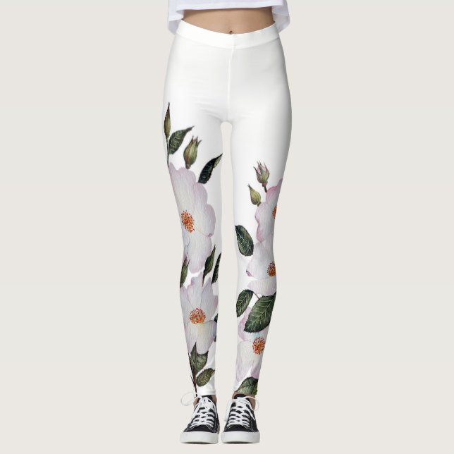 Aquarell Pale Roses Ballerina Leggings (Vorderseite)