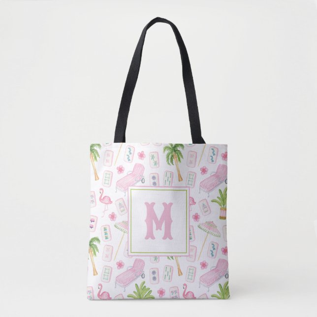 Aquarell Palm Beach Mahjong Monogramm (Vorderseite)