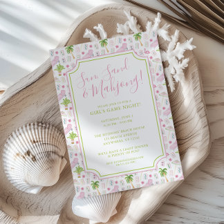 Aquarell Palm Beach Mahjong-Party Einladung