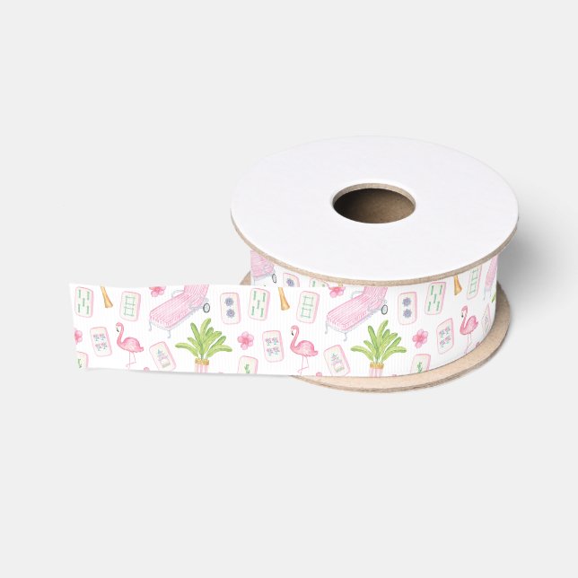 Aquarell Palm Beach Mahjong Ripsband (Spule)