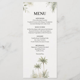 Aquarell-Palmbaum-Hochzeitsmenükarte Menükarte
