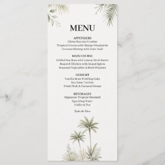 Aquarell-Palmbaum-Hochzeitsmenükarte Menükarte