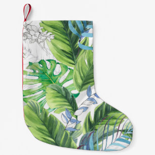 Aquarell-Palmblätter, exotischer nahtloser Hinterg Kleiner Weihnachtsstrumpf