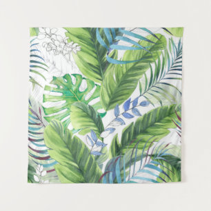 Aquarell-Palmblätter, exotischer nahtloser Hinterg Wandteppich