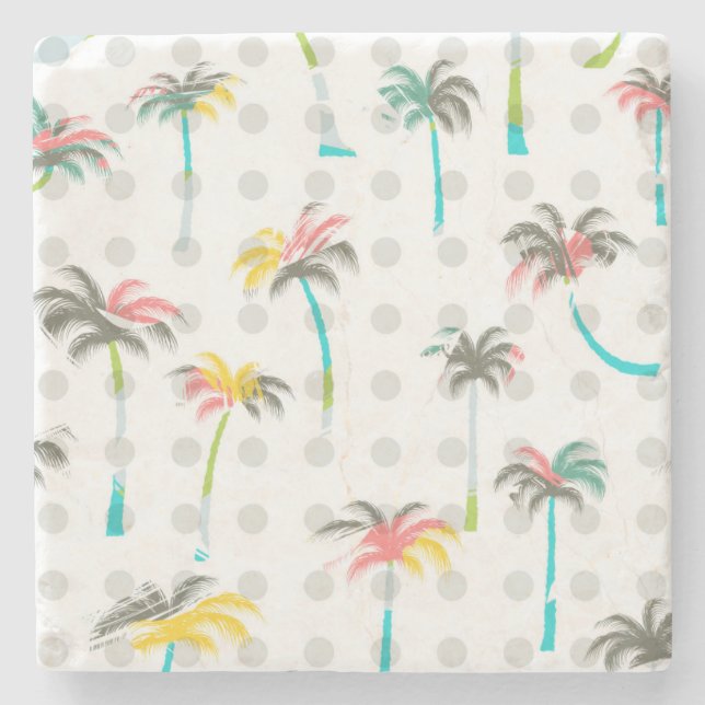 Aquarell-Palmen 2 Steinuntersetzer (Vorderseite)