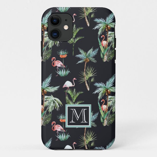 Aquarell-Palmen-Muster | addieren Ihre Initiale Case-Mate iPhone Hülle (Rückseite)