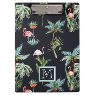 Aquarell-Palmen-Muster   addieren Ihre Initiale Klemmbrett