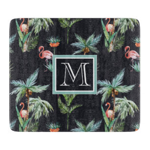 Aquarell-Palmen-Muster   addieren Ihre Initiale Schneidebrett