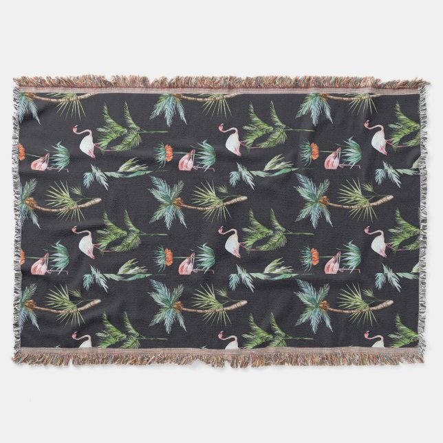 Aquarell-Palmen-Muster Decke (Vorderseite)