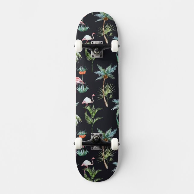 Aquarell-Palmen-Muster Skateboard (Vorderseite)
