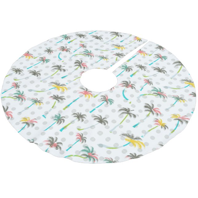 Aquarell-Palmen Polyester Weihnachtsbaumdecke (Schrägansicht)