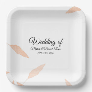 Aquarell-Pampas-Blatt-Silhouette-Hochzeit Pappteller