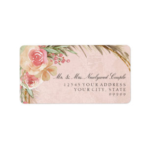Aquarell Pampas Grass Boho Elegante Blüten Adressaufkleber