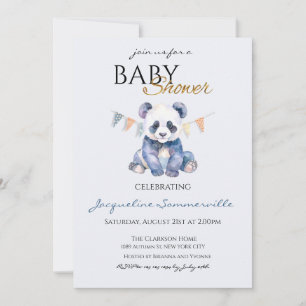 Aquarell Panda Bär Baby Shower Einladung