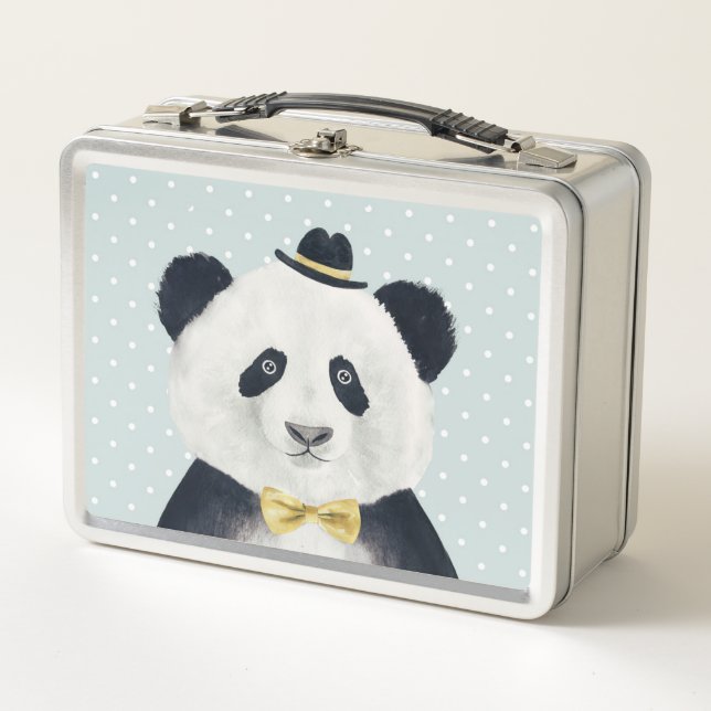 Aquarell-Panda-Bär Metall Brotdose (Vorderseite)